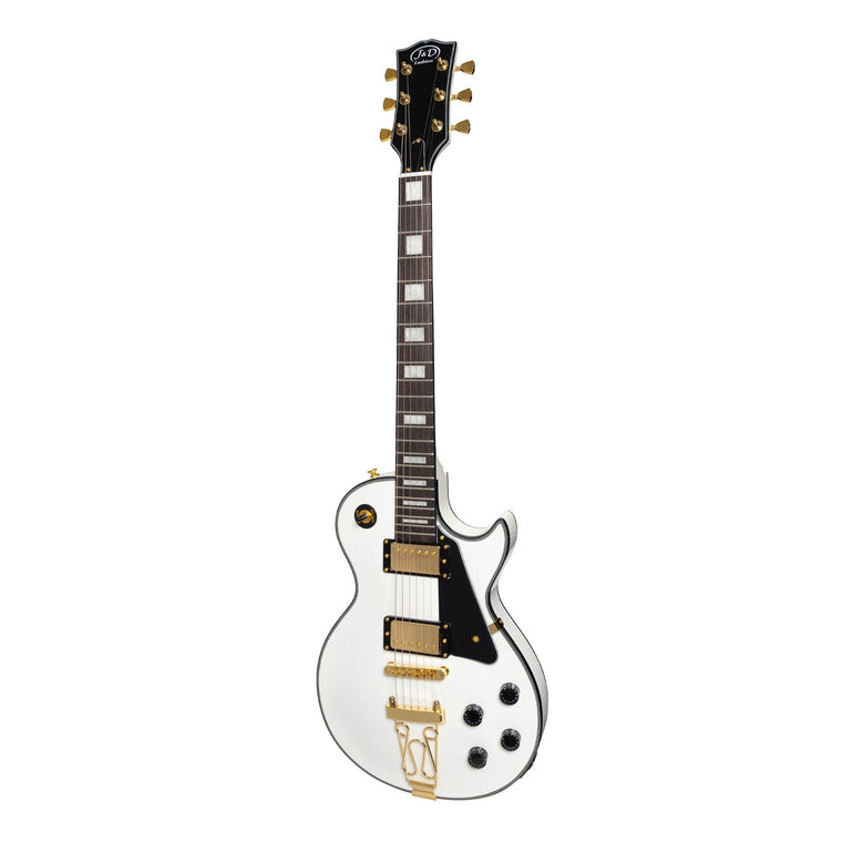 J&D Luthiers LP-Custom Style Electric Guitar (White/Trapeze Tailpiece)