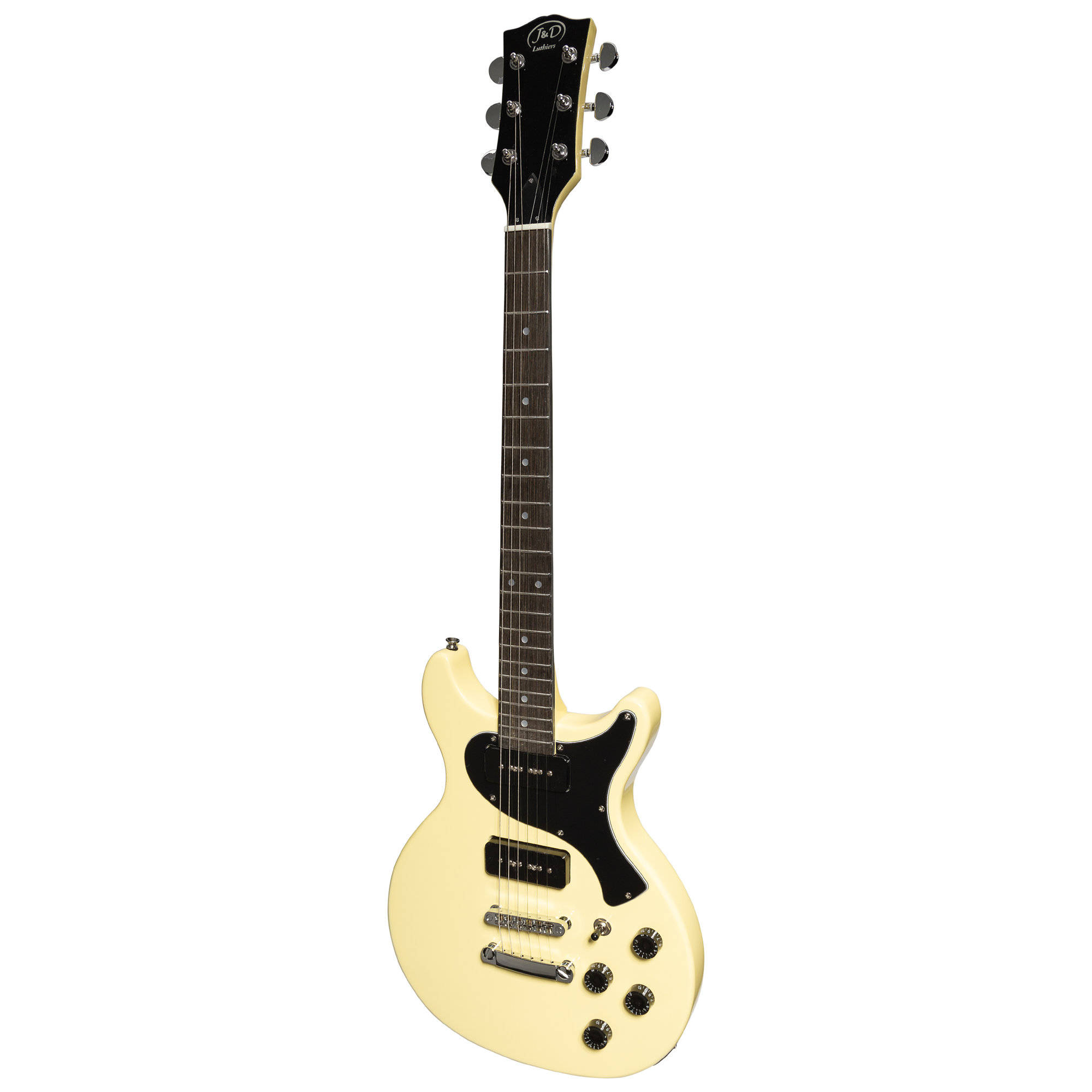 J&D Luthiers LP Double Cut Junior P-90 Electric Guitar (Cream)