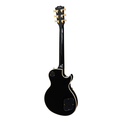 J&D Luthiers Left Handed LP-Custom Style Electric Guitar (Black)