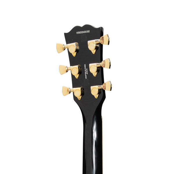 J&D Luthiers Left Handed LP-Custom Style Electric Guitar (Black)