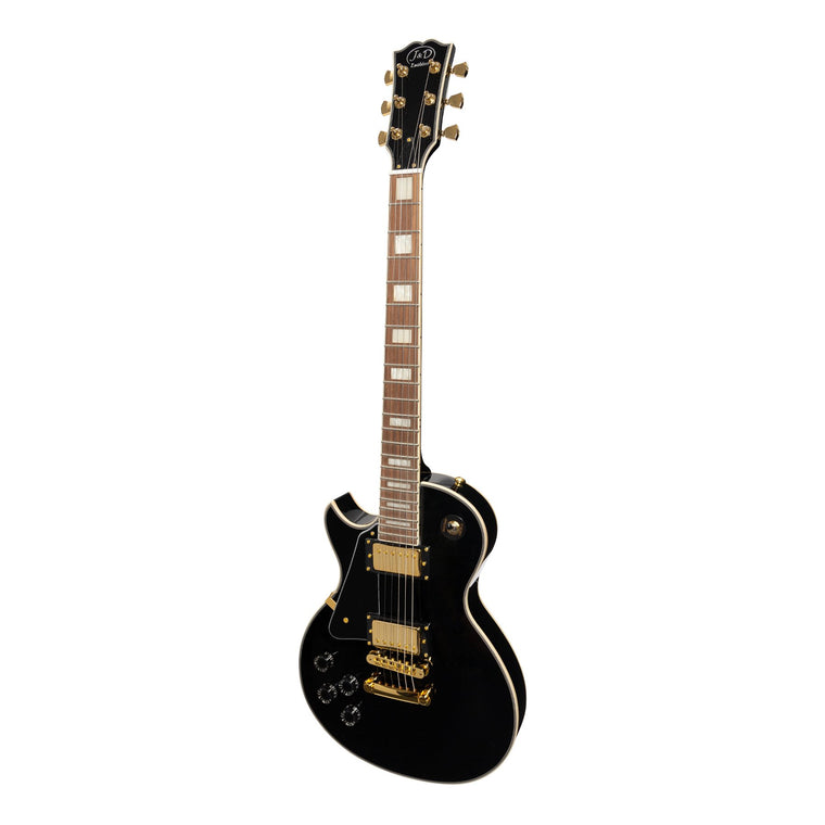 J&D Luthiers Left Handed LP-Custom Style Electric Guitar (Black)