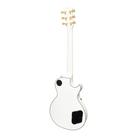 J&D Luthiers Left Handed LP-Custom Style Electric Guitar (White)