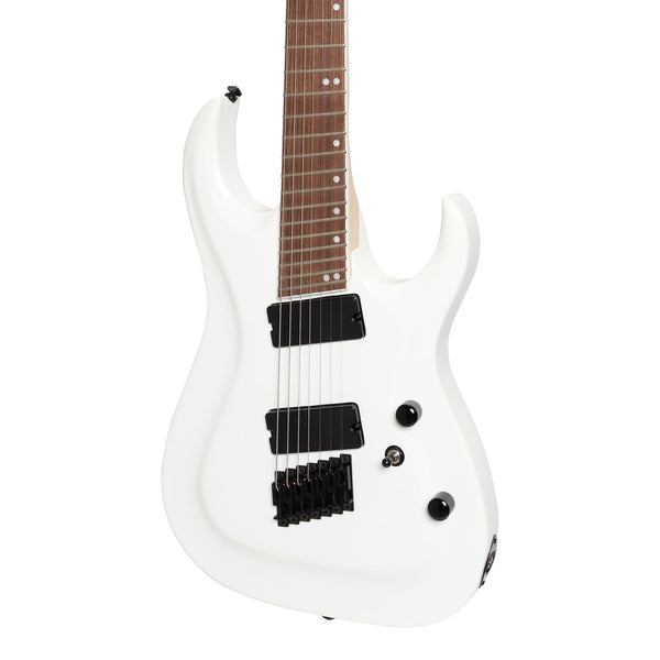 J&D Luthiers MF7 7-String Contemporary Multi-Scale Electric Guitar (White)