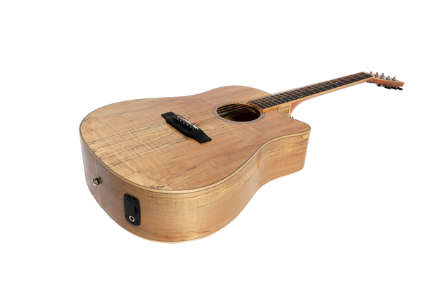 Martinez '31 Series' Spalted Maple Acoustic-Electric Dreadnought Cutaway Guitar (Natural Gloss)