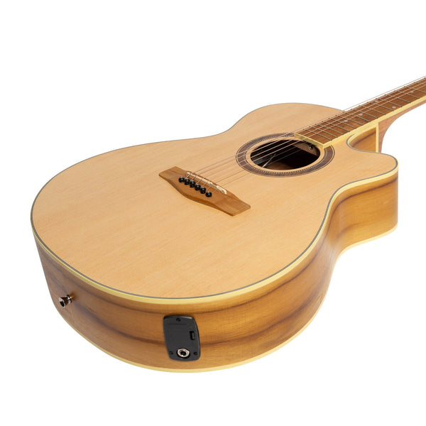 Martinez '41 Series' Folk Size Cutaway Acoustic-Electric Guitar (Spruce/Jati-Teakwood)