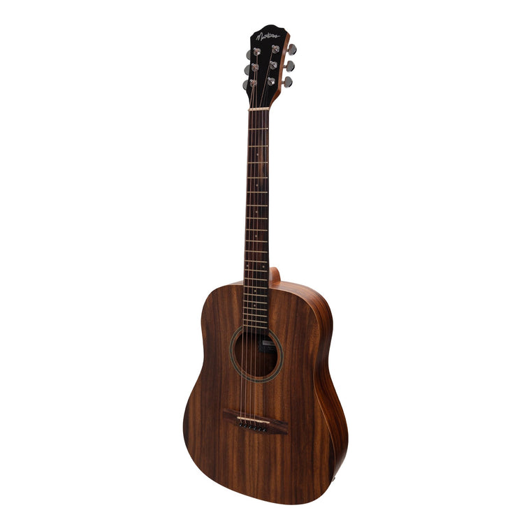 Martinez Acoustic-Electric Middy Traveller Guitar with Built-In Tuner (Rosewood)