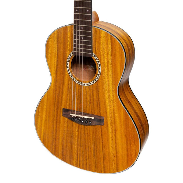 Martinez Acoustic 'Little-Mini' Folk Guitar Pack with Built-In Tuner (Koa)