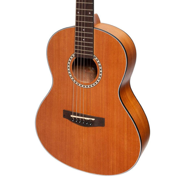 Martinez Acoustic 'Little-Mini' Folk Guitar Pack with Built-In Tuner (Mahogany)