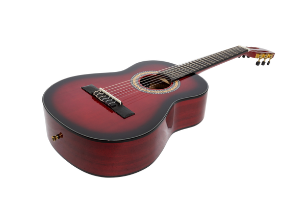 Martinez G-Series 1/2 Size Student Classical Guitar Pack with Built In Tuner (Redburst-Gloss)