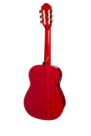 Martinez G-Series 1/2 Size Student Classical Guitar with Built In Tuner (Trans Wine Red-Gloss)