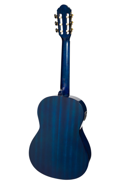 Martinez G-Series 3/4 Size Electric Classical Guitar with Tuner (Blue-Gloss)