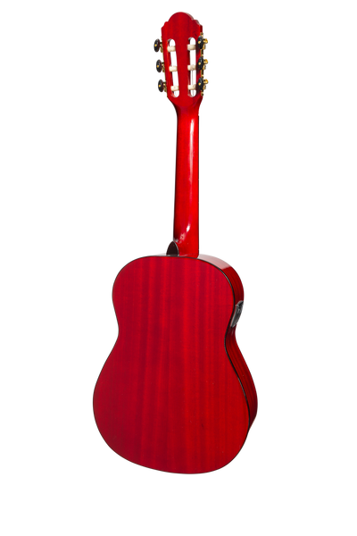 Martinez G-Series 3/4 Size Student Classical Guitar Pack with Built In Tuner (Trans Wine Red-Gloss)