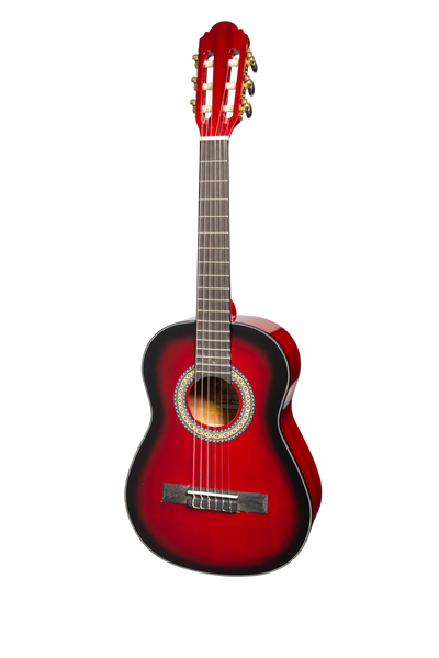 Martinez G-Series 3/4 Size Student Classical Guitar Pack with Built In Tuner (Trans Wine Red-Gloss)