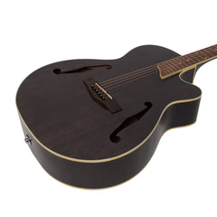 Martinez Jazz Hybrid Acoustic-Electric Small Body Cutaway Guitar (Black)