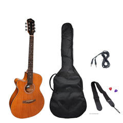 Martinez Left-Handed '41 Series' Folk Size Cutaway Acoustic-Electric Guitar Pack (Mahogany)