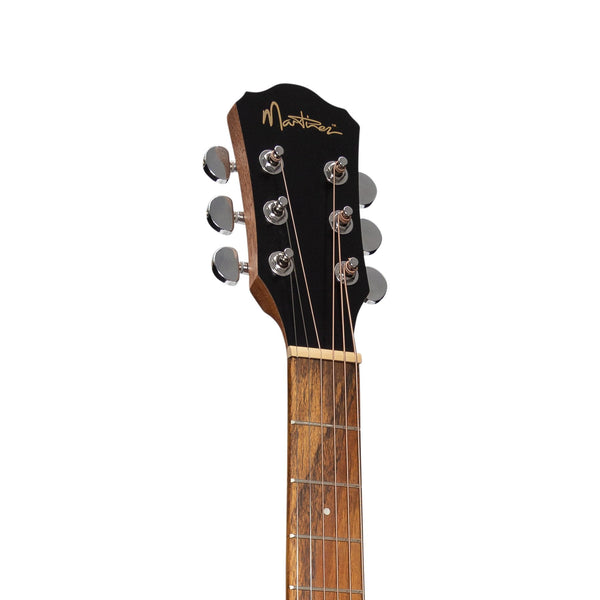 Martinez Left Handed Acoustic-Electric Middy Traveller Guitar (Jati-Teakwood)