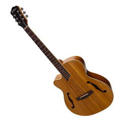 Martinez Left Handed Jazz Hybrid Acoustic-Electric Small Body Cutaway Guitar (Koa)