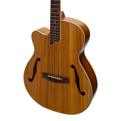 Martinez Left Handed Jazz Hybrid Acoustic-Electric Small Body Cutaway Guitar (Koa)