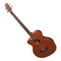 Martinez 'Natural Series' Left Handed Mahogany Top Acoustic-Electric Cutaway Bass Guitar (Open Pore)