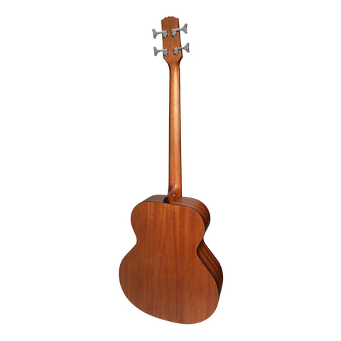 Martinez 'Natural Series' Left Handed Solid Mahogany Top Acoustic-Electric Bass Guitar (Open Pore)