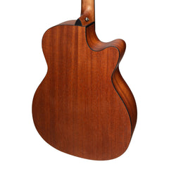 Martinez 'Natural Series' Left Handed Solid Mahogany Top Acoustic-Electric Small Body Cutaway Guitar (Open Pore)