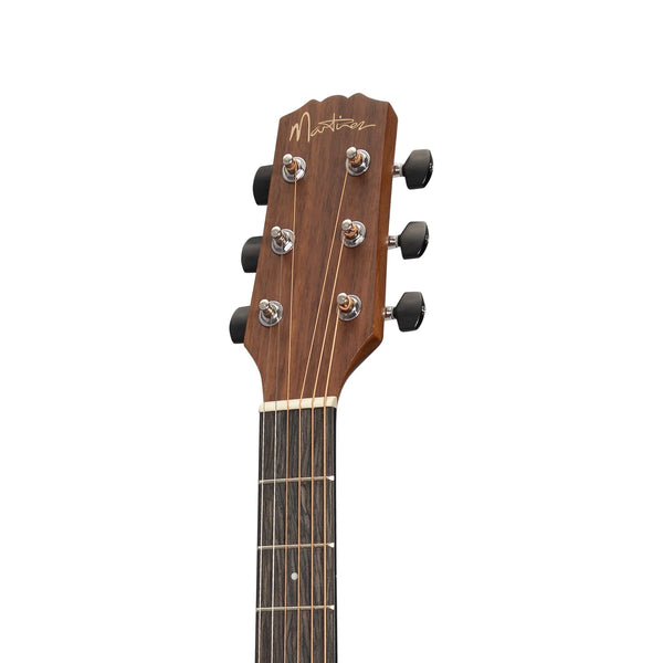 Martinez 'Natural Series' Left Handed Solid Mahogany Top Acoustic-Electric Small Body Cutaway Guitar (Open Pore)