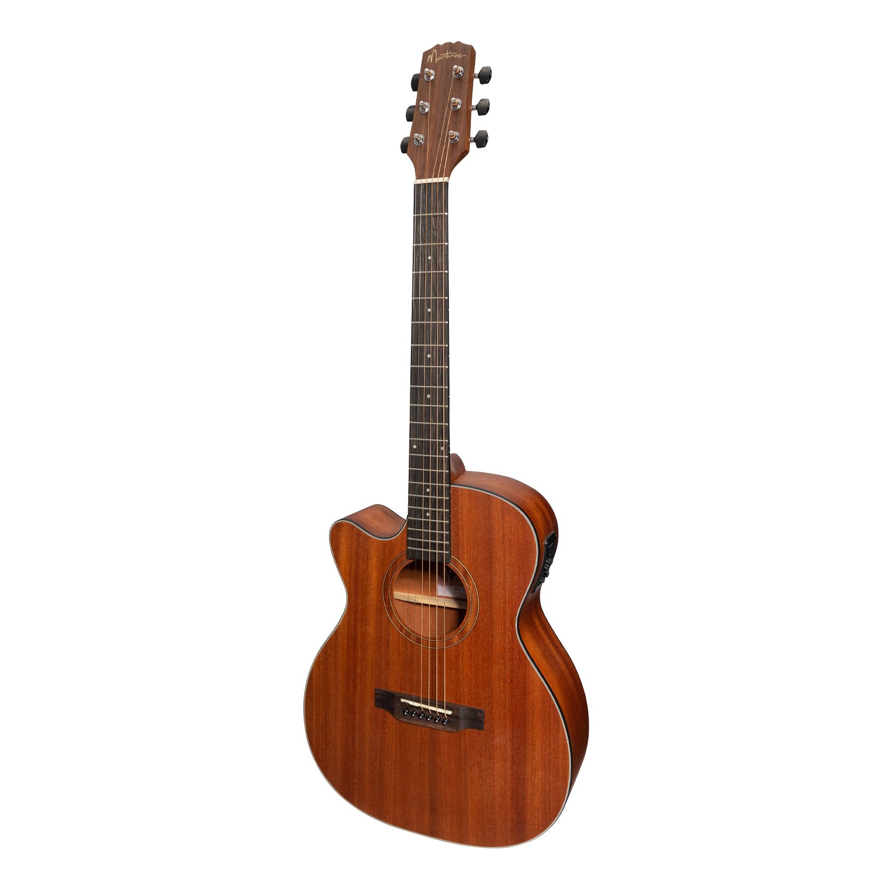 Martinez 'Natural Series' Left Handed Solid Mahogany Top Acoustic-Electric Small Body Cutaway Guitar (Open Pore)-MNFC-15SL-MOP