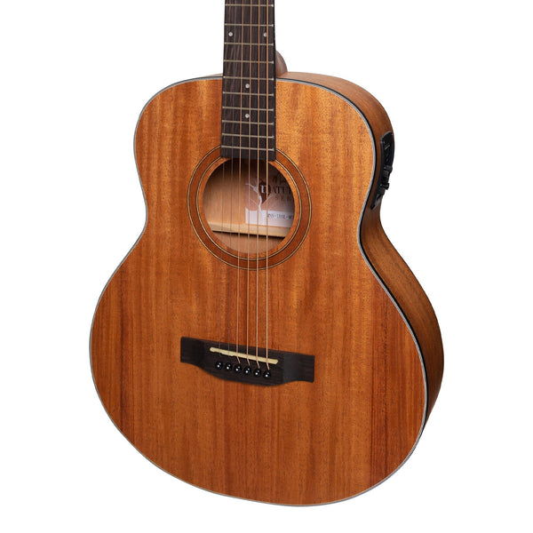 Martinez 'Natural Series' Left Handed Solid Mahogany Top Mini Short Scale Acoustic-Electric Guitar (Open Pore)