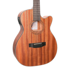 Martinez 'Natural Series' Mahogany Top 12-String Acoustic-Electric Small Body Cutaway Guitar (Open Pore)