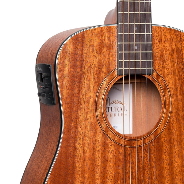 Martinez 'Natural Series' Mahogany Top Acoustic-Electric Babe Traveller Guitar (Open Pore)