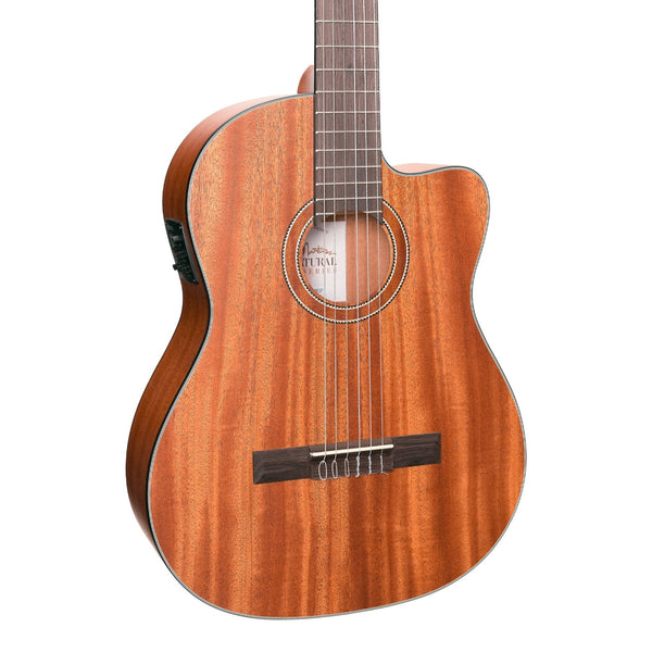 Martinez 'Natural Series' Mahogany Top Acoustic-Electric Classical Cutaway Guitar (Open Pore)