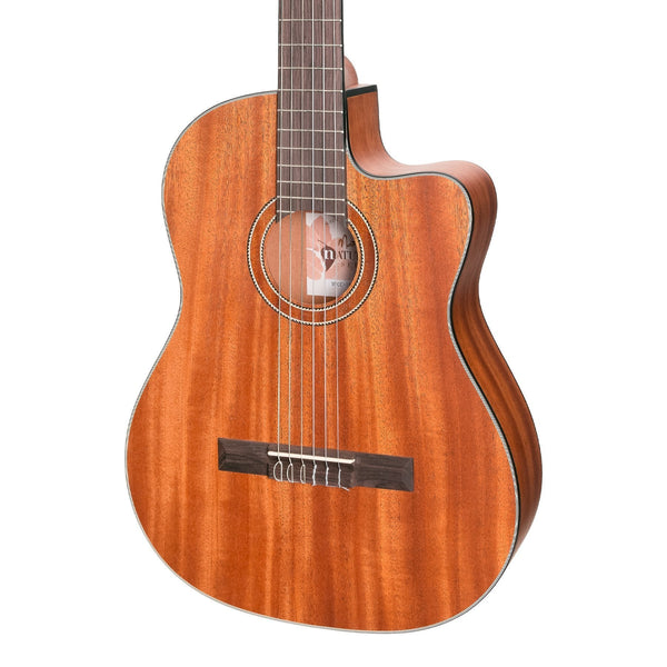 Martinez 'Natural Series' Mahogany Top Acoustic-Electric Classical Cutaway Guitar (Open Pore)