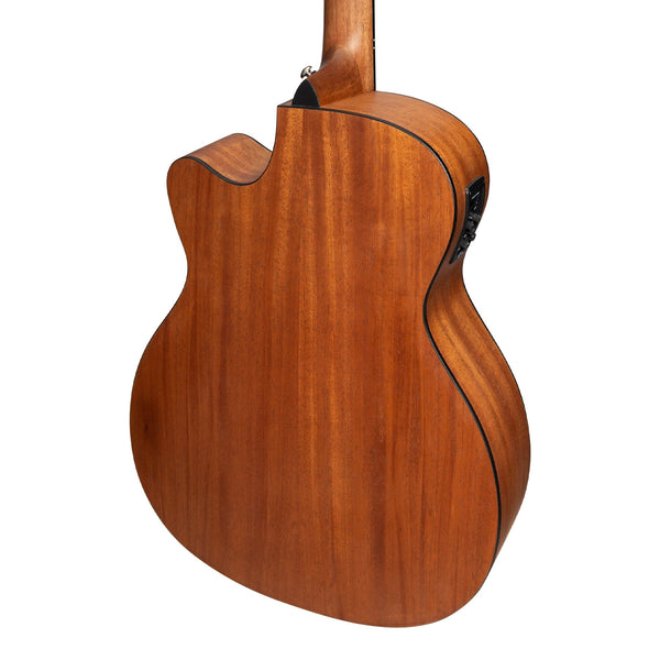 Martinez 'Natural Series' Mahogany Top Acoustic-Electric Small Body Cutaway Guitar (Open Pore)