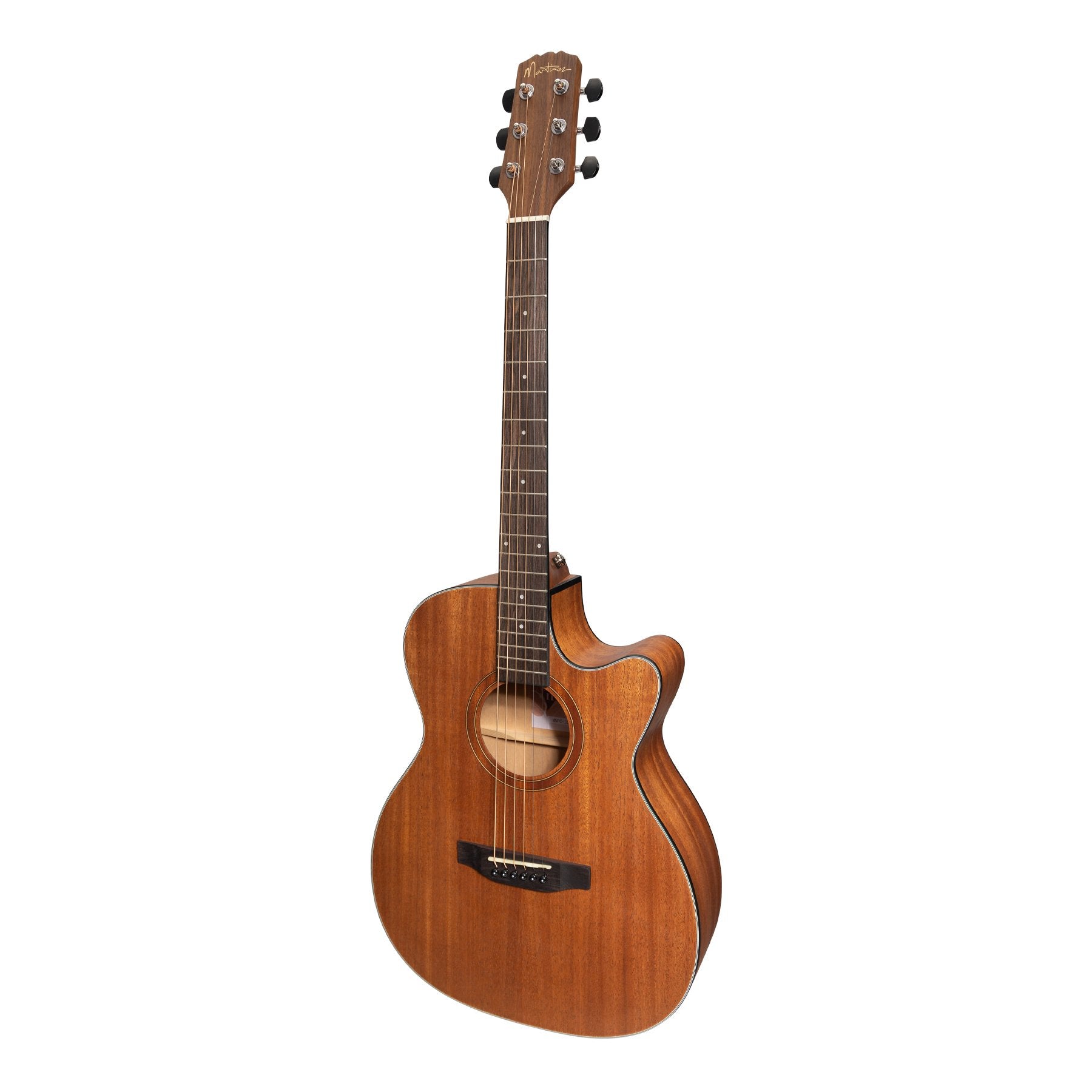 Martinez 'Natural Series' Mahogany Top Acoustic-Electric Small Body Cutaway Guitar (Open Pore)-MNFC-15-MOP