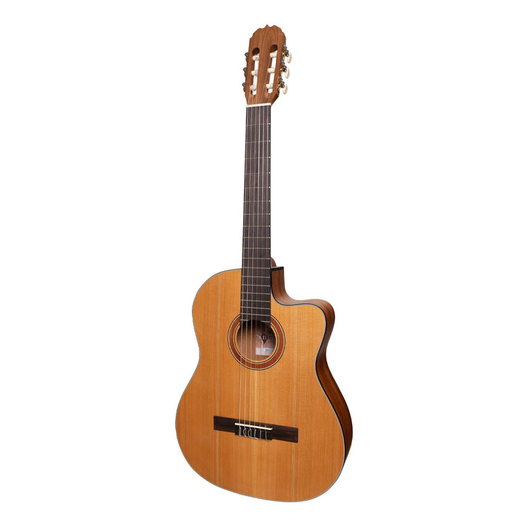 Martinez 'Natural Series' Solid Cedar Top Acoustic-Electric Classical Cutaway Guitar (Open Pore)