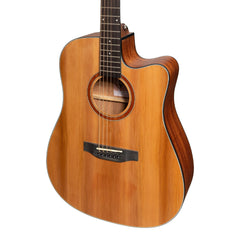 Martinez 'Natural Series' Solid Cedar Top Acoustic-Electric Dreadnought Cutaway Guitar (Open Pore)