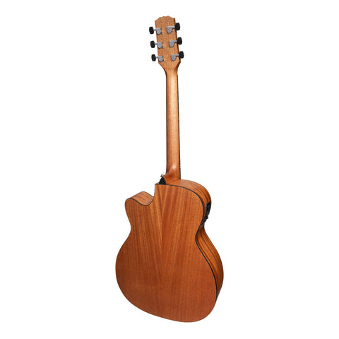 Martinez 'Natural Series' Solid Cedar Top Acoustic-Electric Small Body Cutaway Guitar (Open Pore)