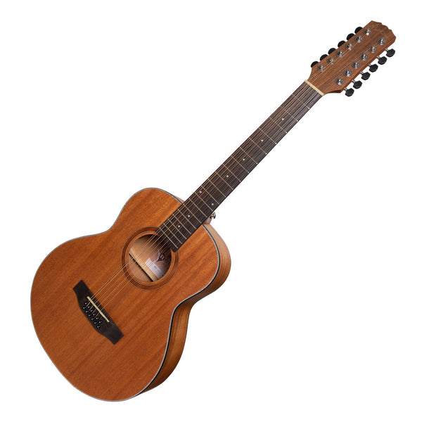 Martinez 'Natural Series' Solid Mahogany Top 12-String Acoustic-Electric Mini Short Scale Guitar (Open Pore)