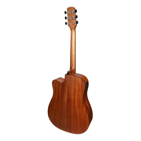 Martinez 'Natural Series' Solid Mahogany Top Acoustic-Electric Dreadnought Cutaway Guitar (Open Pore)