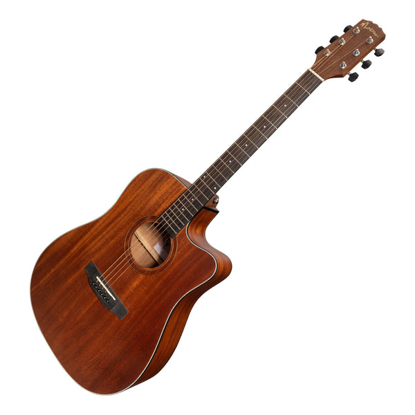 Martinez 'Natural Series' Solid Mahogany Top Acoustic-Electric Dreadnought Cutaway Guitar (Open Pore)