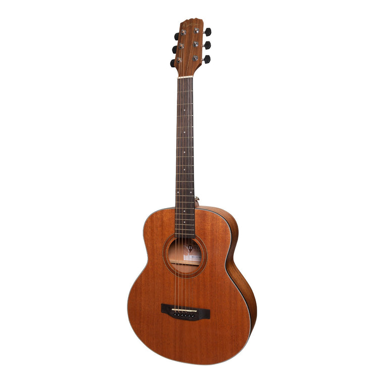 Martinez 'Natural Series' Solid Mahogany Top Acoustic-Electric Mini Short Scale Guitar (Open Pore)