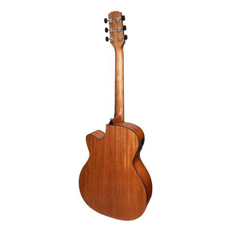 Martinez 'Natural Series' Solid Mahogany Top Acoustic-Electric Small Body Cutaway Guitar (Open Pore)