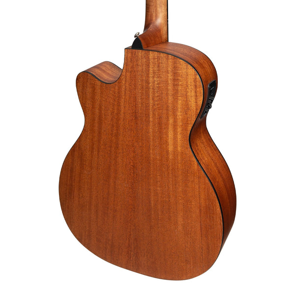 Martinez 'Natural Series' Solid Mahogany Top Acoustic-Electric Small Body Cutaway Guitar (Open Pore)