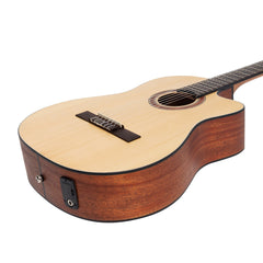 Martinez 'Natural Series' Solid Spruce Top Acoustic-Electric Classical Cutaway Guitar (Open Pore)