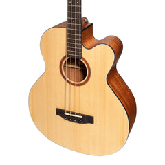 Martinez 'Natural Series' Solid Spruce Top Acoustic-Electric Cutaway Bass Guitar (Open Pore)