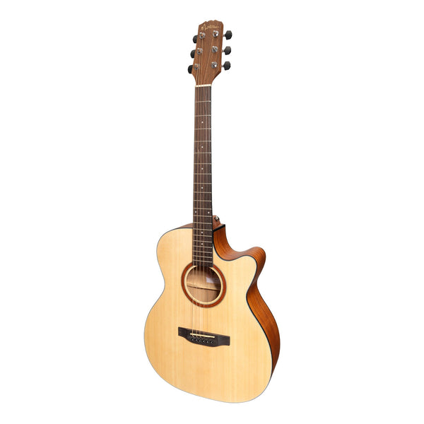 Martinez 'Natural Series' Solid Spruce Top Acoustic-Electric Small Body Cutaway Guitar (Open Pore)-MNFC-15S-SOP