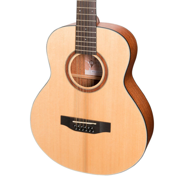 Martinez 'Natural Series' Spruce Top 12-String Acoustic-Electric Mini Short Scale Guitar (Open Pore)