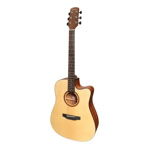 Martinez 'Natural Series' Spruce Top Acoustic-Electric Dreadnought Cutaway Guitar (Open Pore)-MNDC-15-SOP