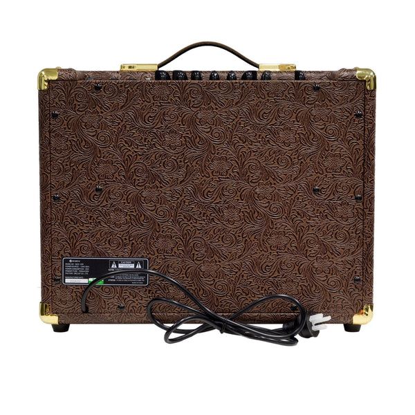 Martinez Retro-Style 25 Watt Acoustic Guitar Amplifier with Reverb (Paisley Brown)