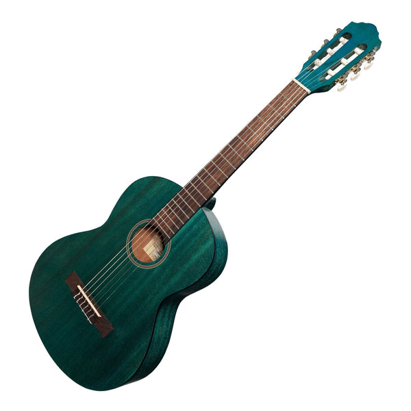 Martinez 'Slim Jim' 3/4 Size Student Classical Guitar Pack with Built In Tuner (Teal Green)